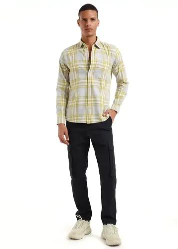 Banana Club Melange Lime Green Check Shirt- (Small)