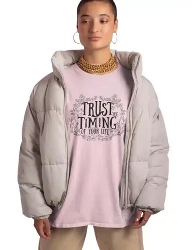 Trust the timing of your life - Unisex Oversized T-shirt - Light Baby Pink - XS