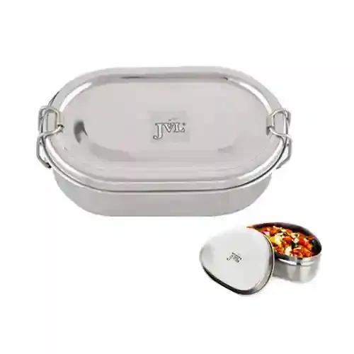 Jvl Stainless Steel Single Layer Capsule Lunch Box With Small Container For Kids, School, Office - Big - Not Leak Proof