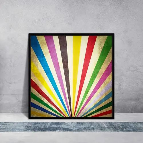 ArtzFolio Multi Color Grunge Sunbeams | Premium Canvas Painting for Bedroom & Living Room | Black Wood Frame | 16 x 16 inch (41 x 41 cms)