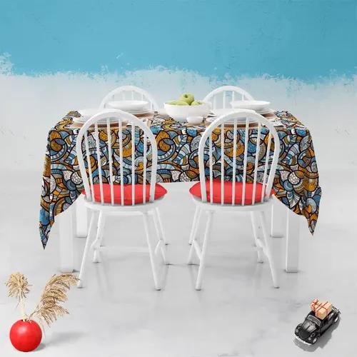 ArtzFolio Ethnic Doodle | Table Cloth Cover for Dining & Center Table | Washable Waterproof Polyester Fabric | 6-Seater Table; 48 x 72 inch (122 x 183 cms)