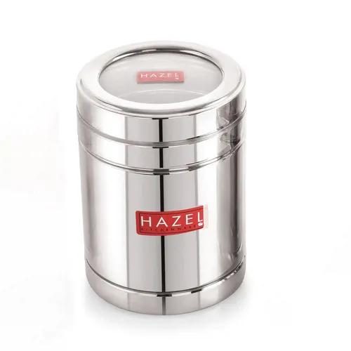 HAZEL Steel Sugar Container with Transparent Lid | Transparent Lid Sugar Storage Box For Kitchen |Food Grade Steel Kitchen Container, 1400 ML