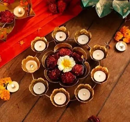 AMASS HANDICRAFTS Beautiful Handcrafted Diya Urli Bowl for Diwali Decorative Bowl for Floating Flowers and Tea Light Candles Home, Traditional Urli Bowl, Diwali Decoration Items