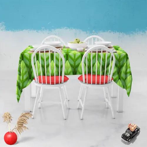 ArtzFolio Green Leaf | Table Cloth Cover for Dining & Center Table | Washable Waterproof Polyester Fabric | 4-Seater Table; 42 x 63 inch (107 x 160 cms)