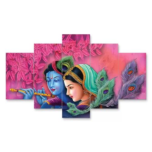 Radha Krishna Wall Painting For Home Decoration Pack of 5 (119.5 x 60 Cm)- Pattern 139