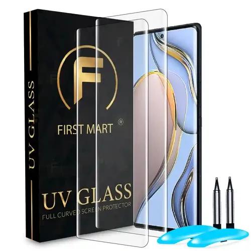 FIRST MART Tempered Glass for Tecno Phantom X2 5G / Phantom X2 Pro 5G with Edge to Edge Full Screen Coverage and Easy UV Glue Installation Kit, Pack of 2