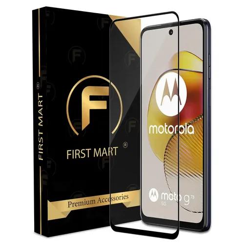 FIRST MART Edge to Edge Tempered Glass for Motorola G73 5G (6.5 Inch) with Easy Self Installation Kit | Black Case Friendly Screen Protection