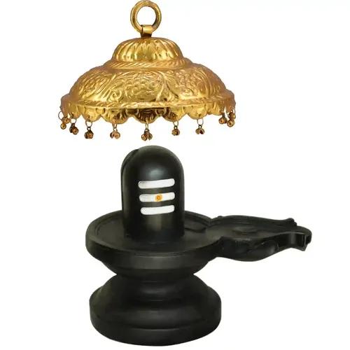 ALODIE- Brass Gold Plated Umbrella for Idol- Chatra for God- Temple-Home and Decor (6.2Wx5H INCHES)