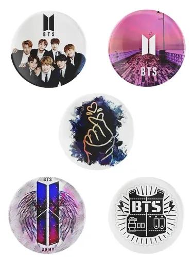 Nio Prints BTS Pin Back Button Badge for Boys Girls Men & Women, BTS Batches for T Shirts, School Bags, Backpacks, Clothes, Hoodie, Gifts Accessories, Size-58mm (Pack of 5)