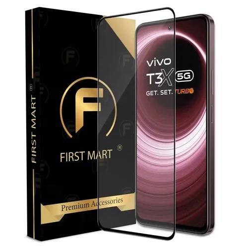 FIRST MART Premium Tempered Glass for Vivo T3X 5G with Edge to Edge Coverage and Easy Installation Kit, Pack of 1