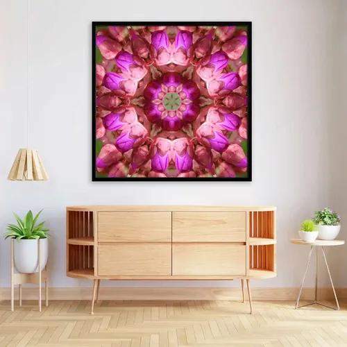 ArtzFolio Purple Floral Mandala D2 | Premium Canvas Painting for Bedroom & Living Room | Black Wood Frame | 12 x 12 inch (30 x 30 cms)