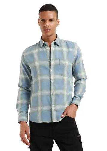 Banana Club Melange Blue Bonnet Check Shirt- (Small)