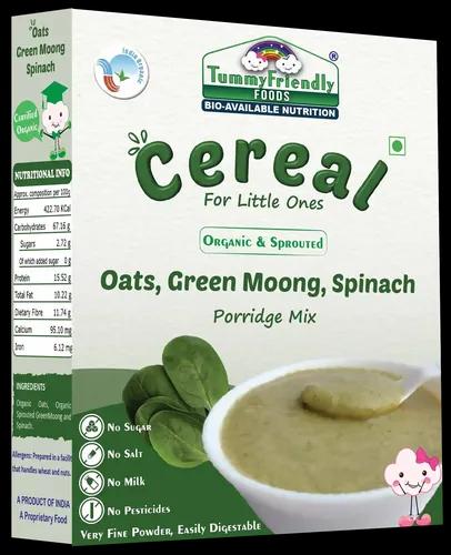 Tummyfriendly Foods Certified Organic Oats, Green Moong, Spinach Porridge Mix | Organic Baby Food For 8 Months Old | Made Of Sprouted Whole Green Moong | Rich In Iron, Protein & Micro-Nutrients | 200G Cereal (200 G)