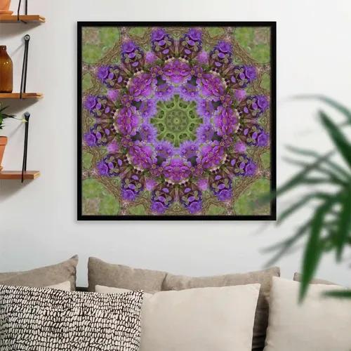 ArtzFolio Purple Floral Mandala D1 | Premium Canvas Painting for Bedroom & Living Room | Black Wood Frame | 12 x 12 inch (30 x 30 cms)