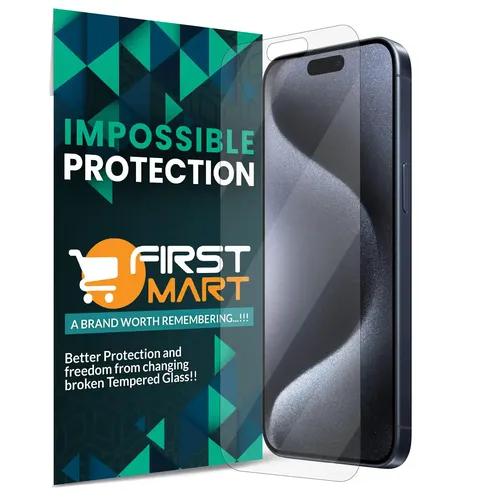 FIRST MART Screen Protector for iPhone 15 Pro Max (6.7 Inch) Crystal Clear Impossible Fiber Case Friendly Protection with Easy Installation Kit| Crystal Clear