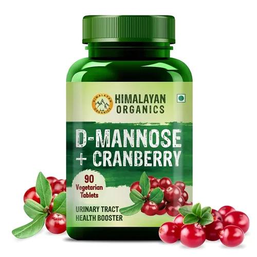 Himalayan Organics D-MANNOSE + CRANBERRY Antioxidant Rich Supplement for Kidney Health & Urinary Tract Infection - 90 Tablets