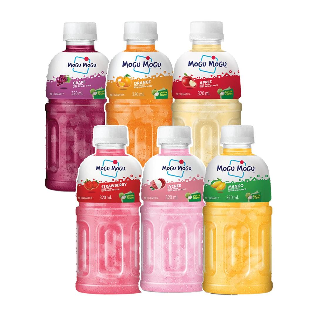 Mogu Mogu Multi Flavour Mix Fruit Juice with 25% NATA De Coco 1920ml (Pack of 6) (320ml x 6)